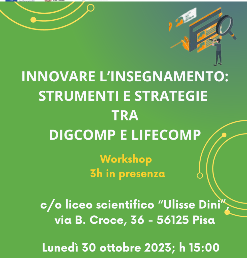 Workshop in presenza: “Innovare l’insegnamento: strumenti e strategie tra DigComp e LifeComp” 