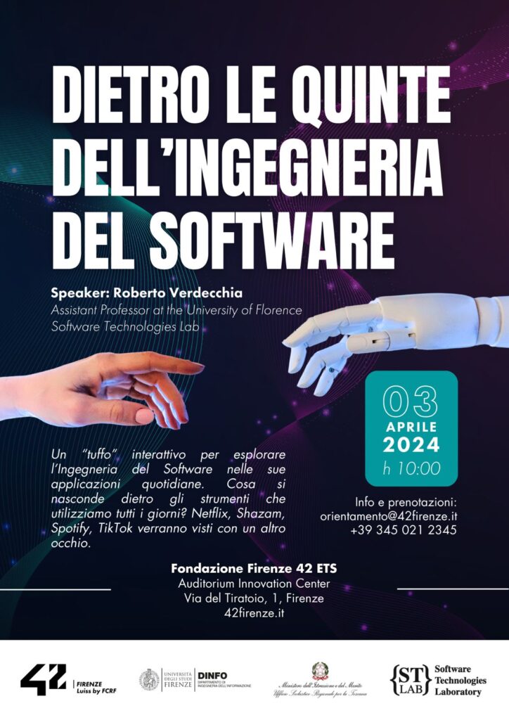 Dietro le quinte dell’ingegneria del software: 3 aprile 2024, incontro divulgativo per studenti del triennio di Firenze